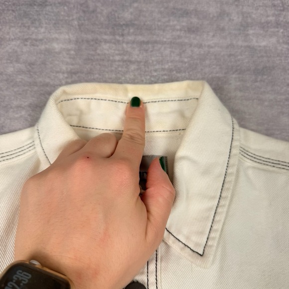 Carhartt Jacket Men's Small White Denim Work in Project Chalk Shirt Jac - Picture 5 of 13